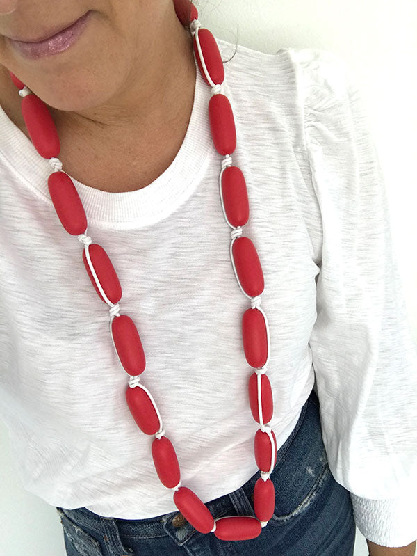 Evie Marques Endless Summer necklace Cherry Pie on white cord