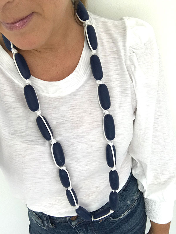 Evie Marques Endless Summer necklace Varsity on white cord