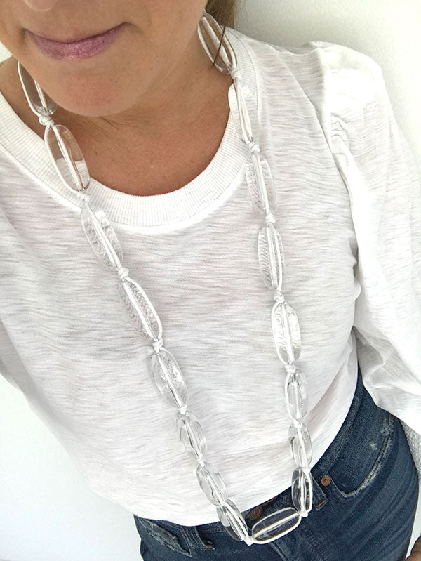 Evie Marques Endless Summer necklace Water on white cord