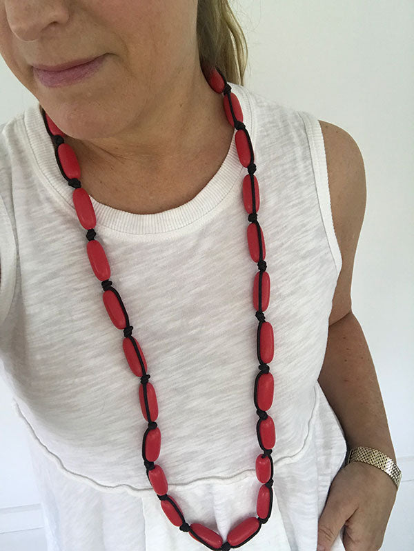 Evie Marques Midi necklace Cherry Pie on black cord